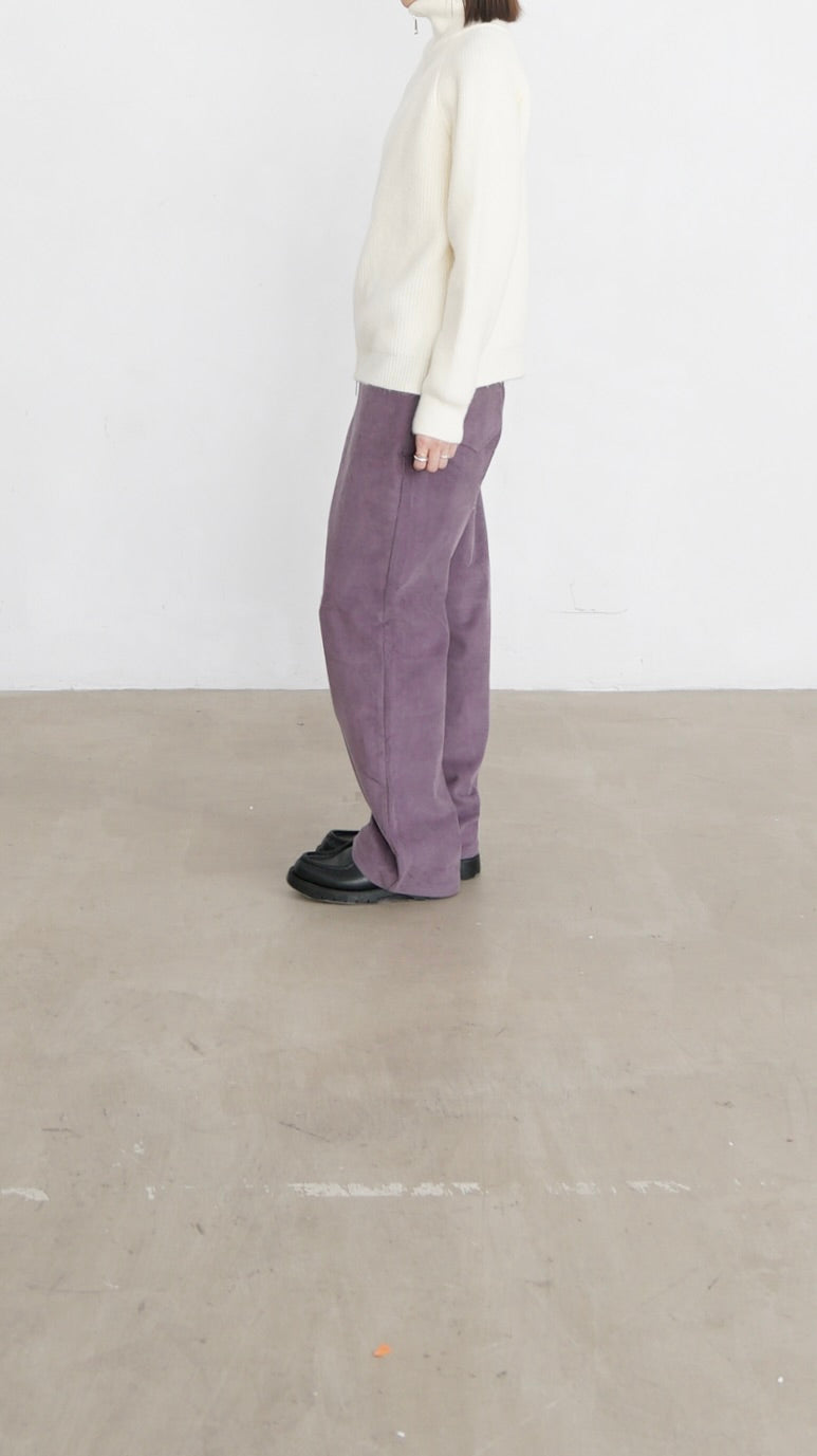 tess fine corduroy trousers in pink lavender