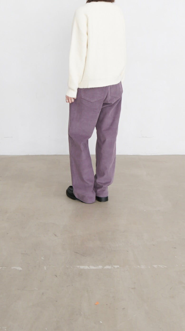 tess fine corduroy trousers in pink lavender