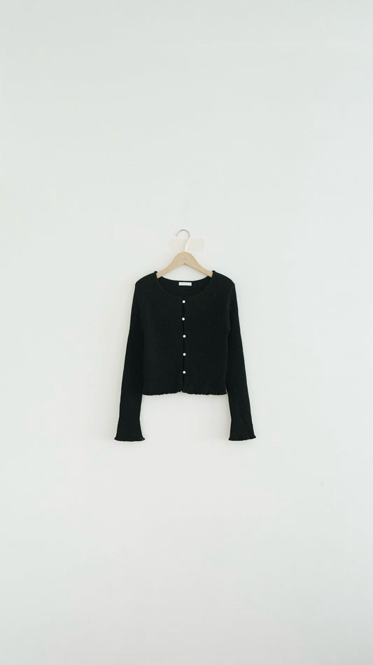 the elodie ruffle cardigan in black (pre-order)