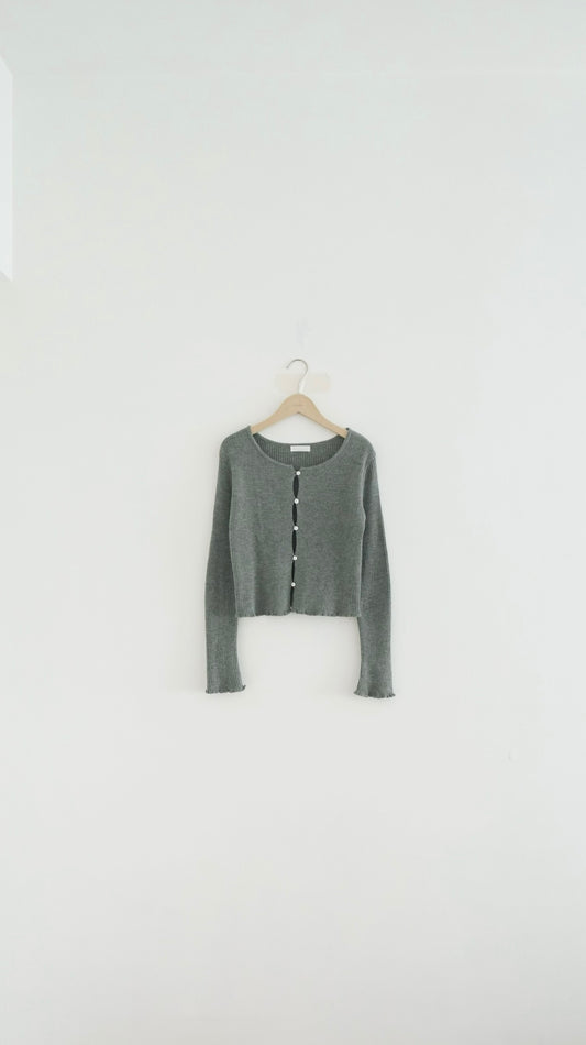 the elodie ruffle cardigan in grey (pre-order)