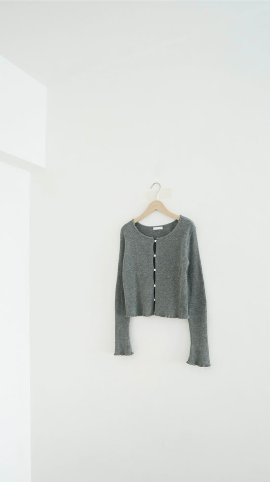 the elodie ruffle cardigan in grey (pre-order)