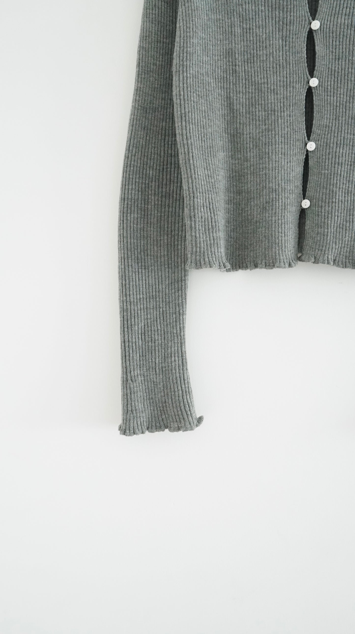 the elodie ruffle cardigan in grey (pre-order)