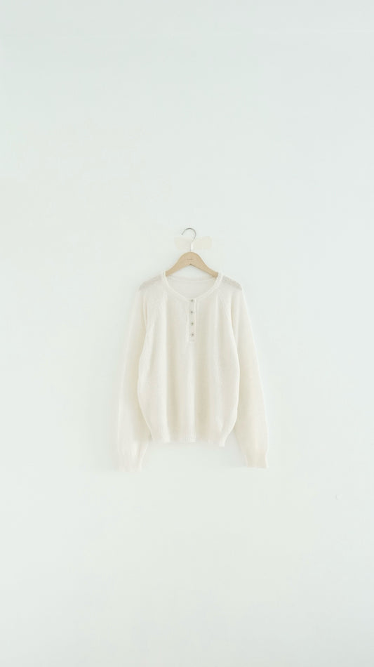 nico sheer knit sweater in ivory (pre-order)