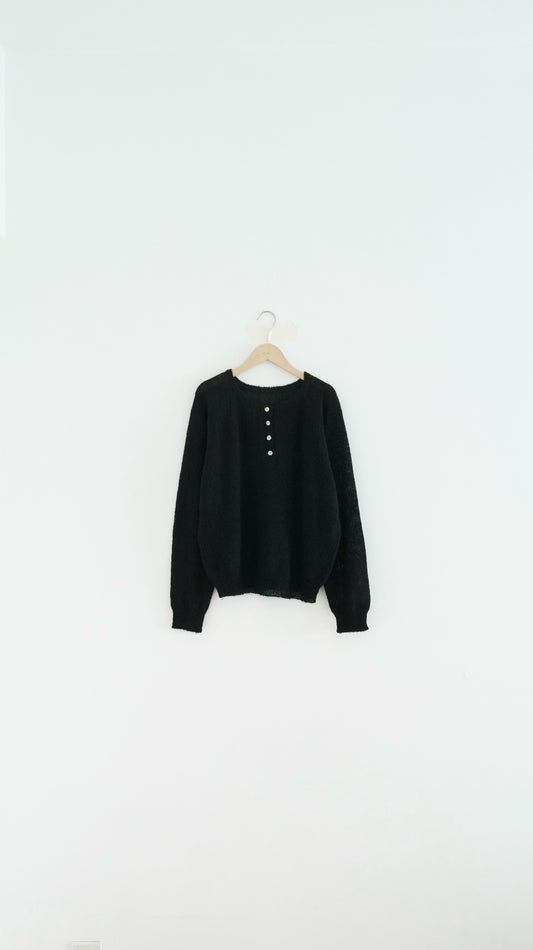 nico sheer knit sweater in black (pre-order)