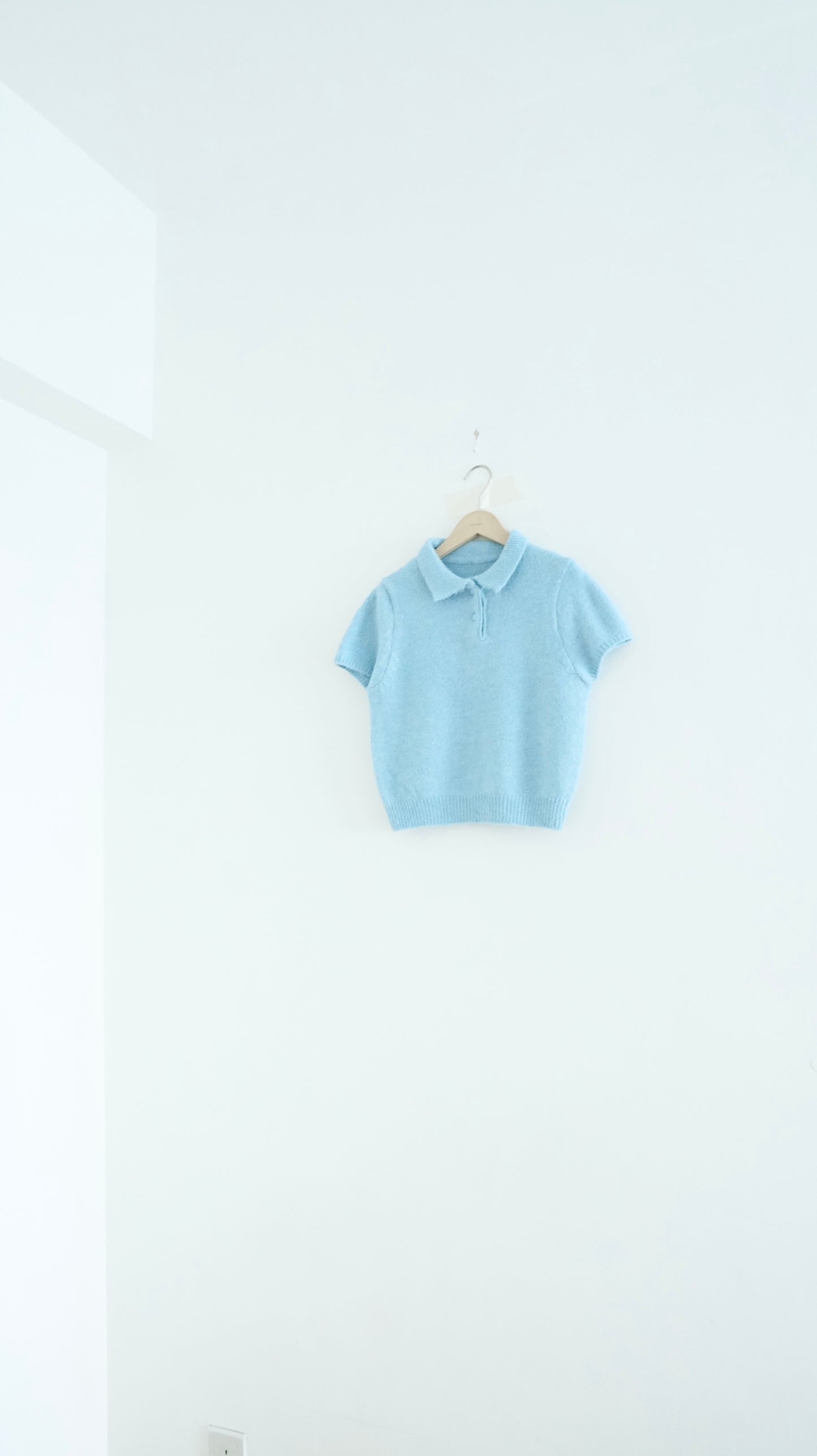 elin sheer polo knit shirt in baby-blue (pre-order)