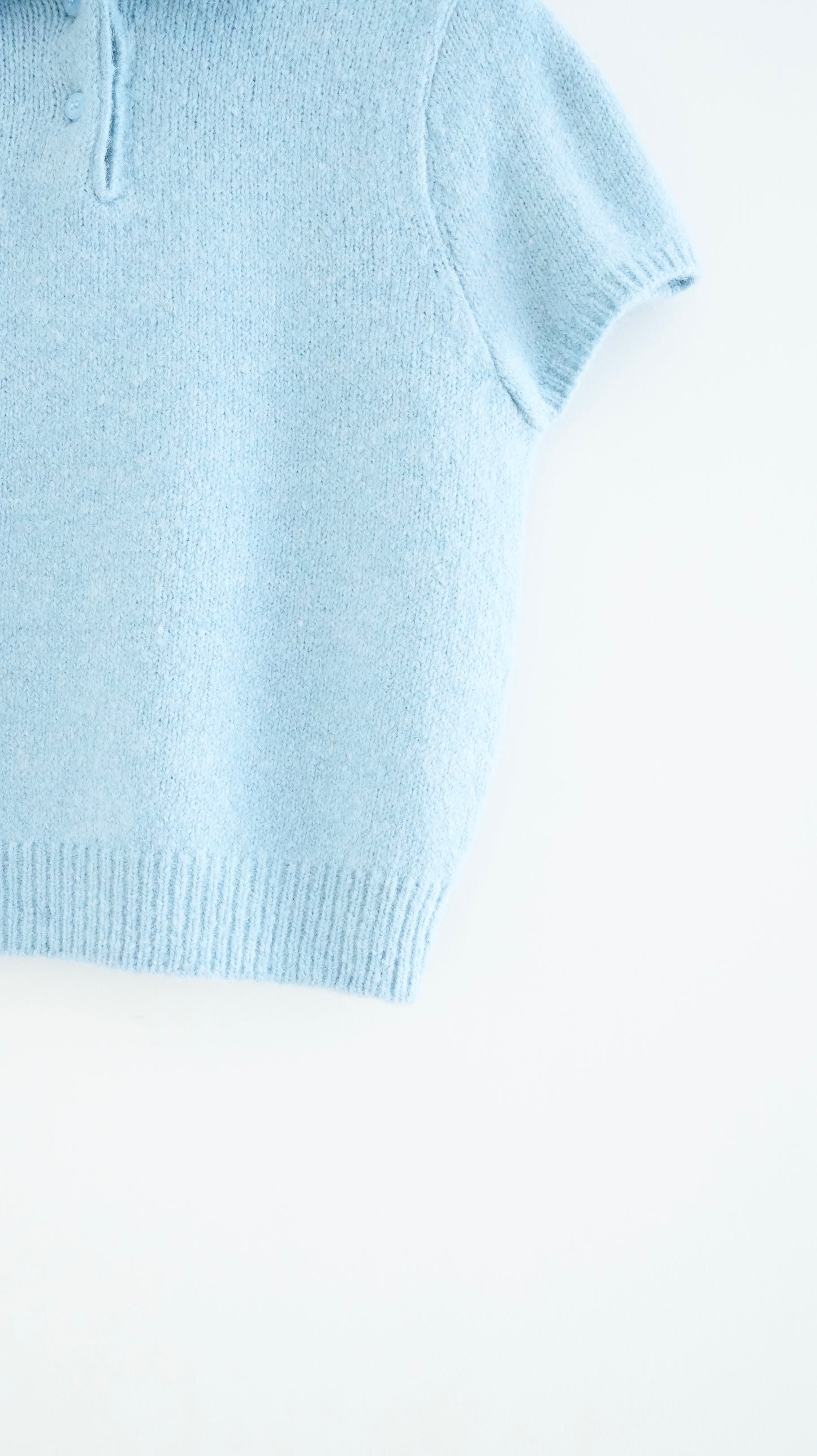 elin sheer polo knit shirt in baby-blue (pre-order)