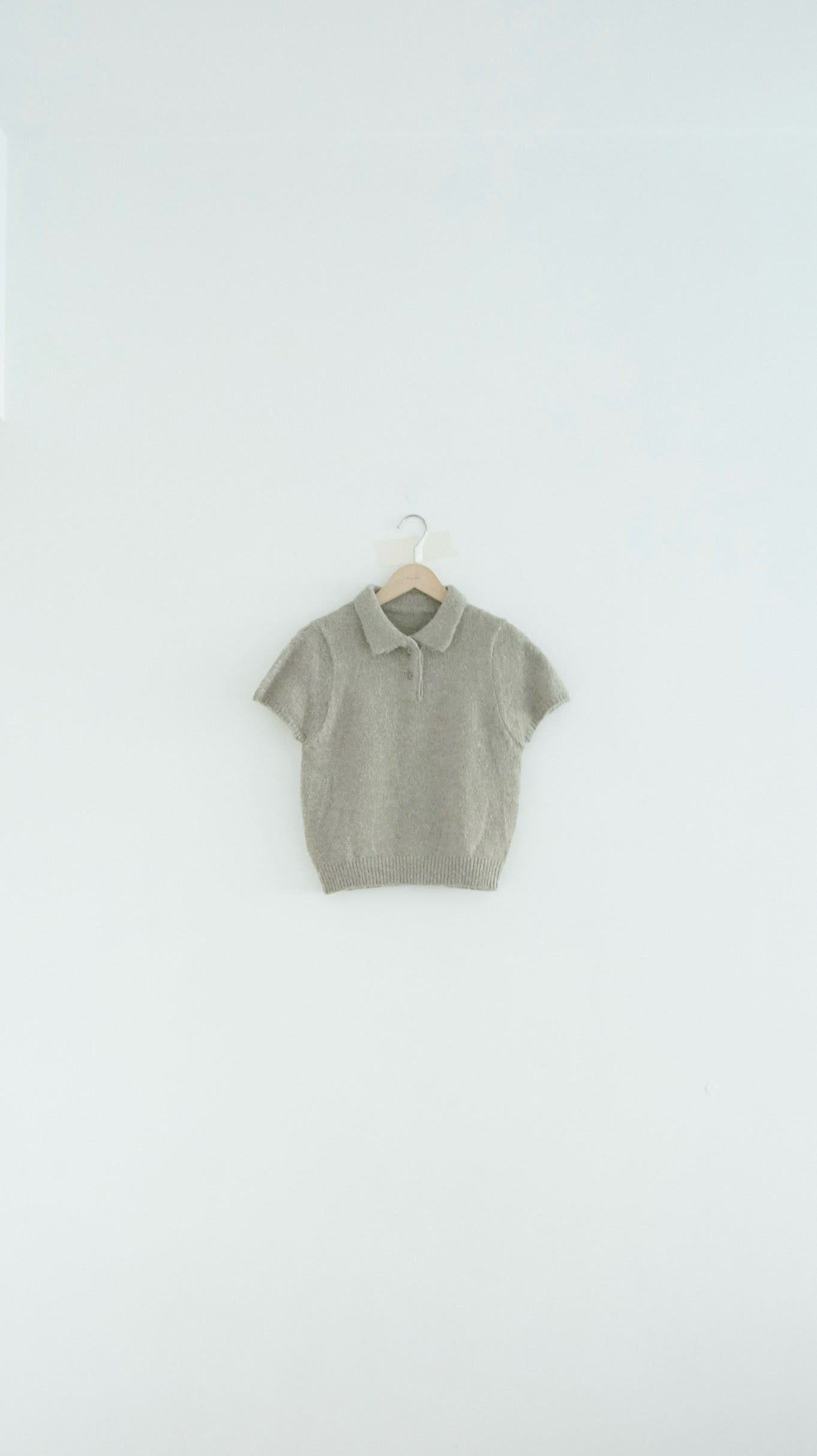 elin sheer polo knit shirt in khaki (pre-order)