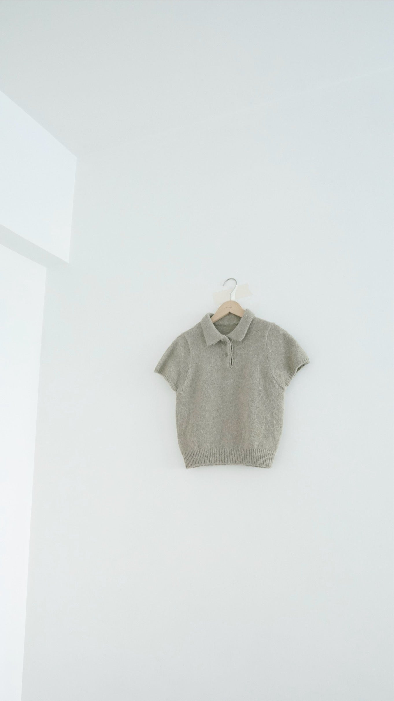 elin sheer polo knit shirt in khaki (pre-order)