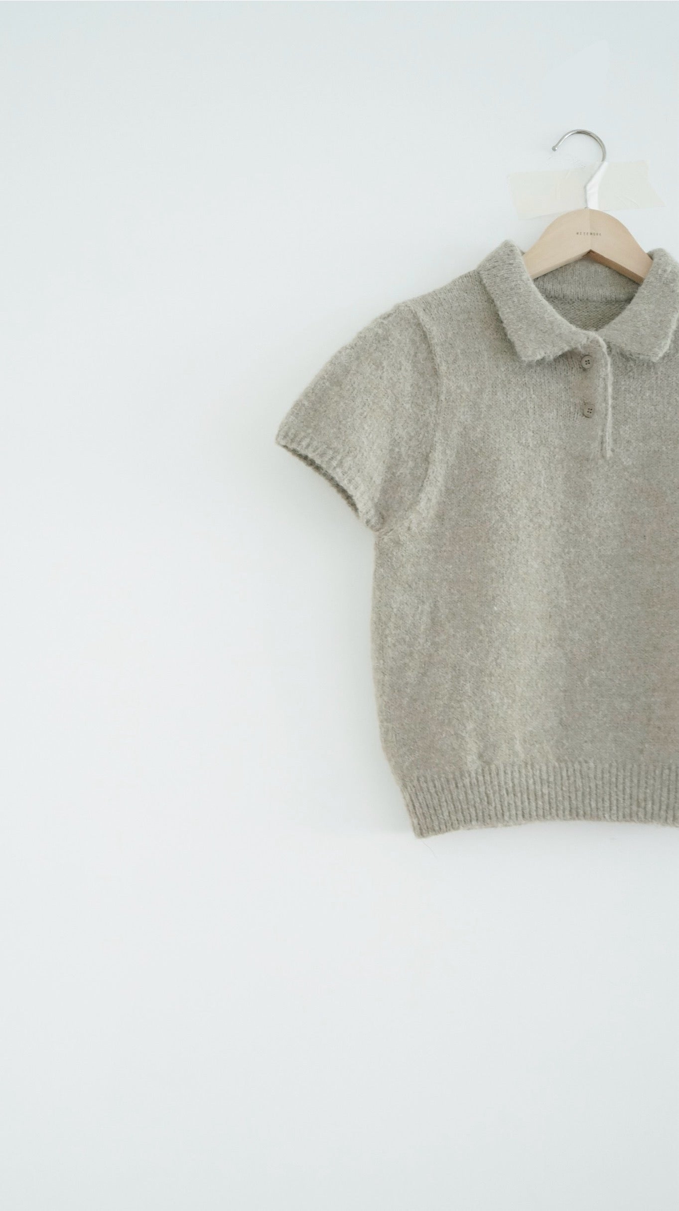 elin sheer polo knit shirt in khaki (pre-order)