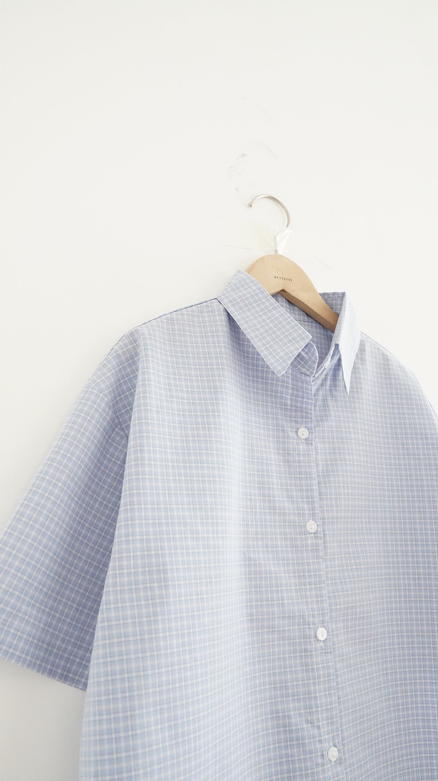 plain grid shirt in baby blue