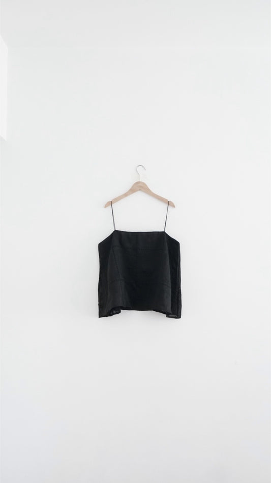 airy flared camisole top in black (pre-order)