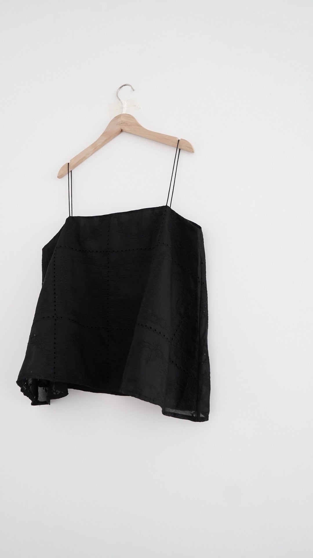 airy flared camisole top in black (pre-order)