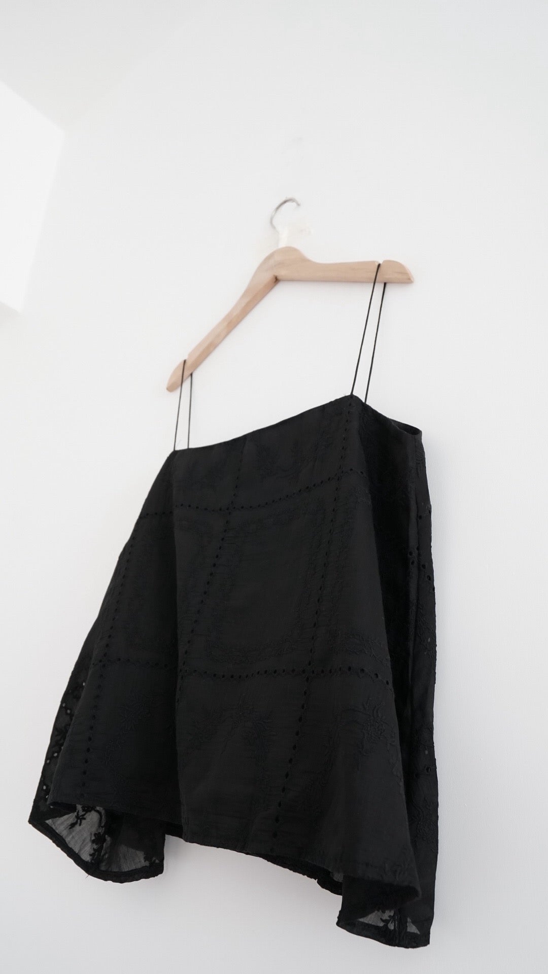 airy flared camisole top in black (pre-order)