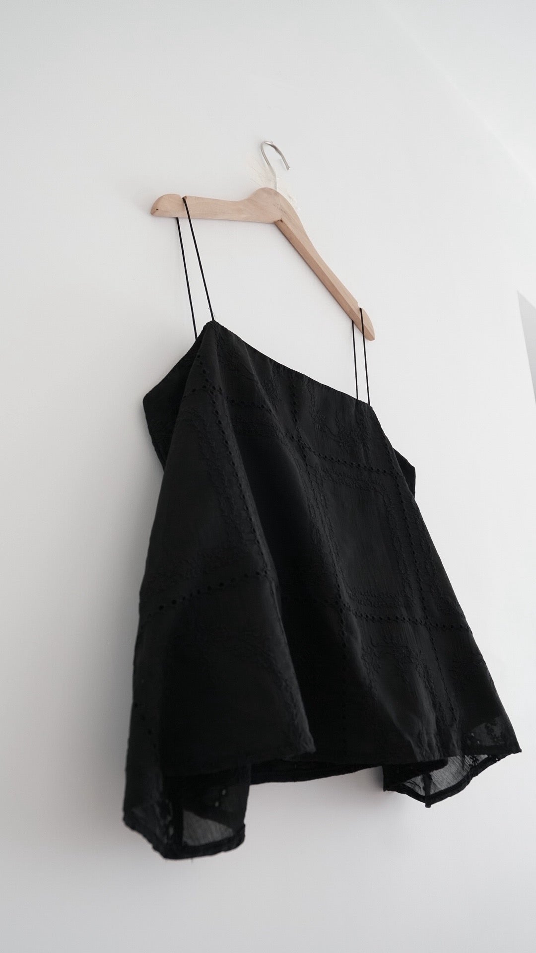 airy flared camisole top in black (pre-order)