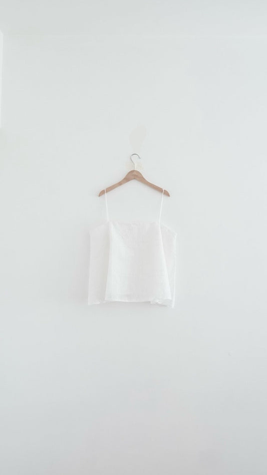 airy flared camisole top in white (pre-order)