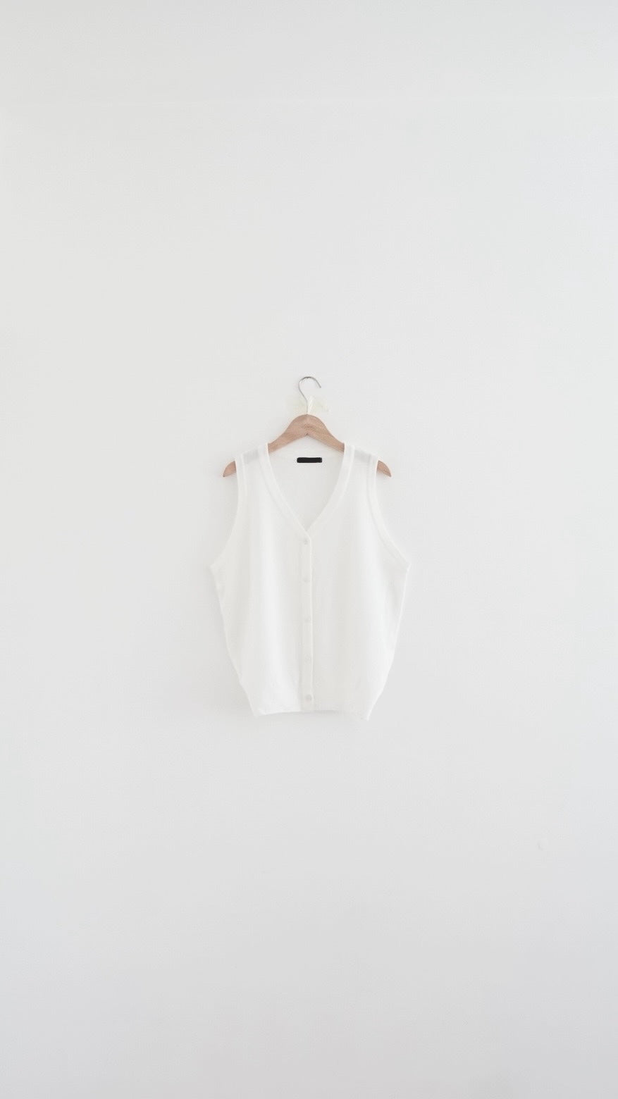 roma v neck button knit vest in white (pre-order)