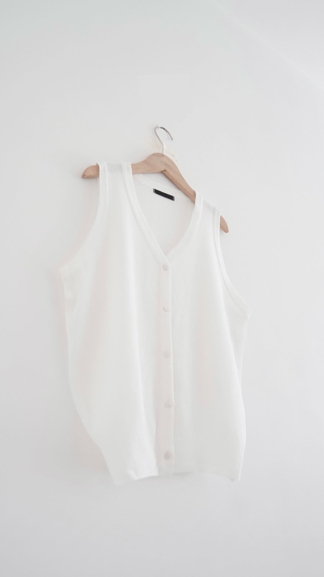 roma v neck button knit vest in white (pre-order)
