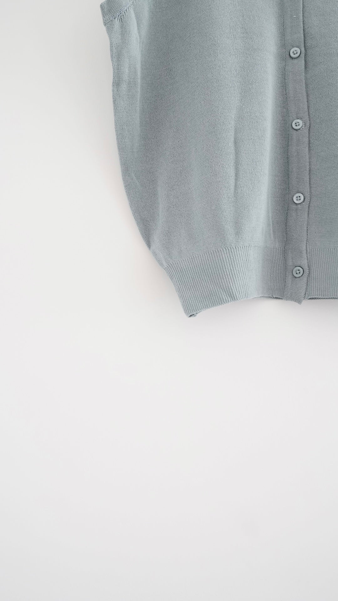 roma v neck button knit vest in grey green (pre-order)