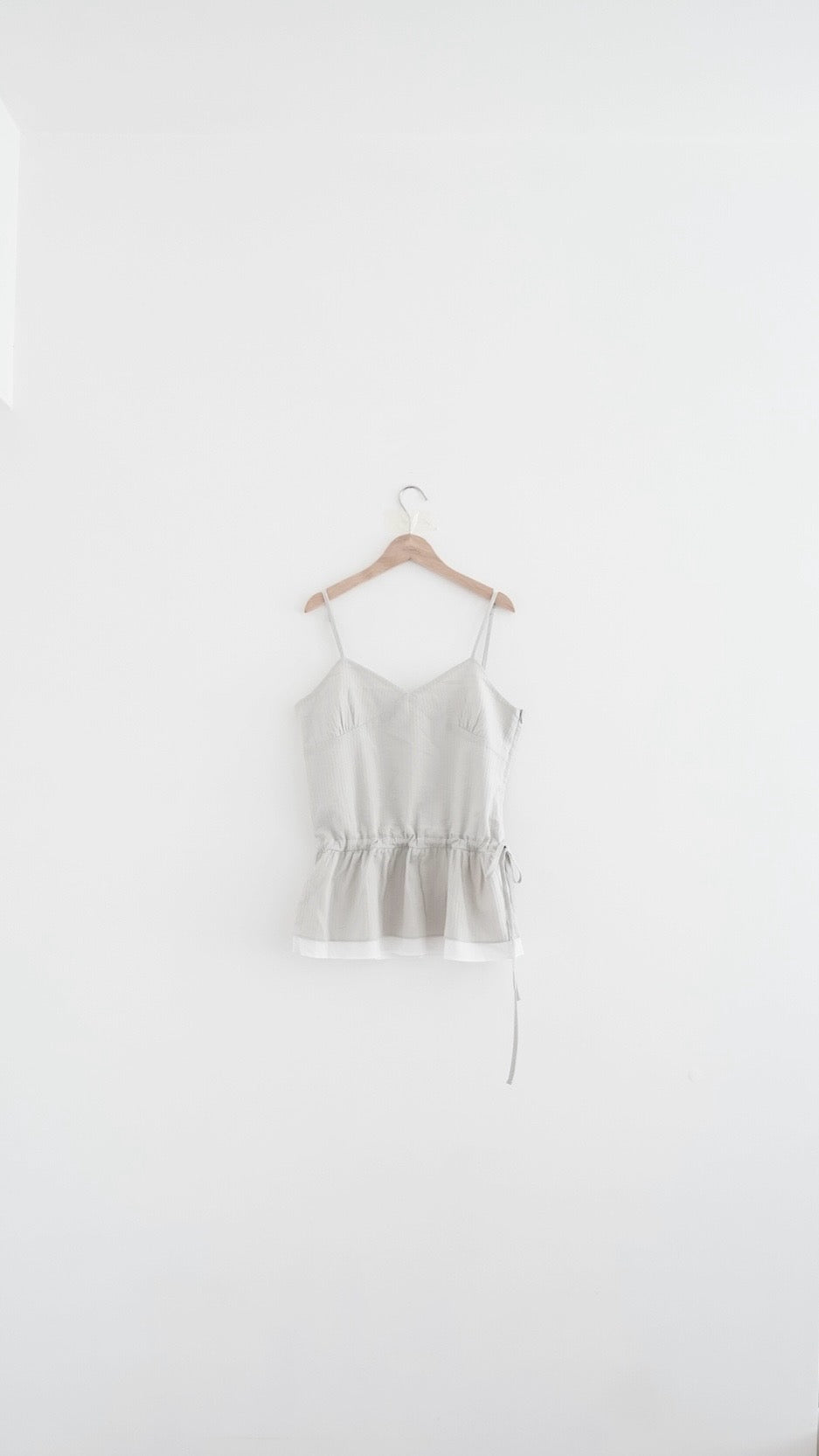 drawstring peplum camisole in light grey (pre-order)
