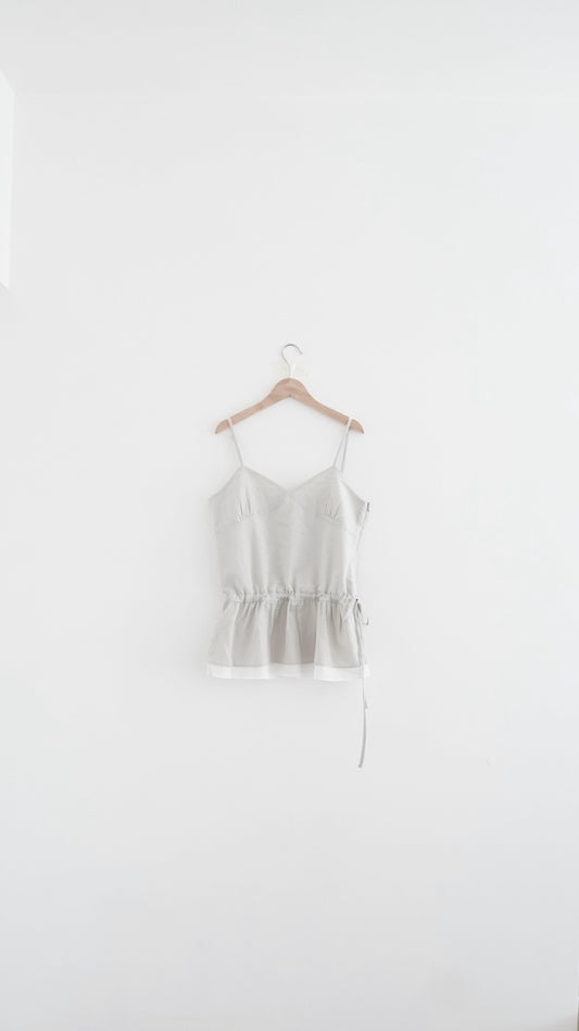 drawstring peplum camisole in light grey (pre-order)