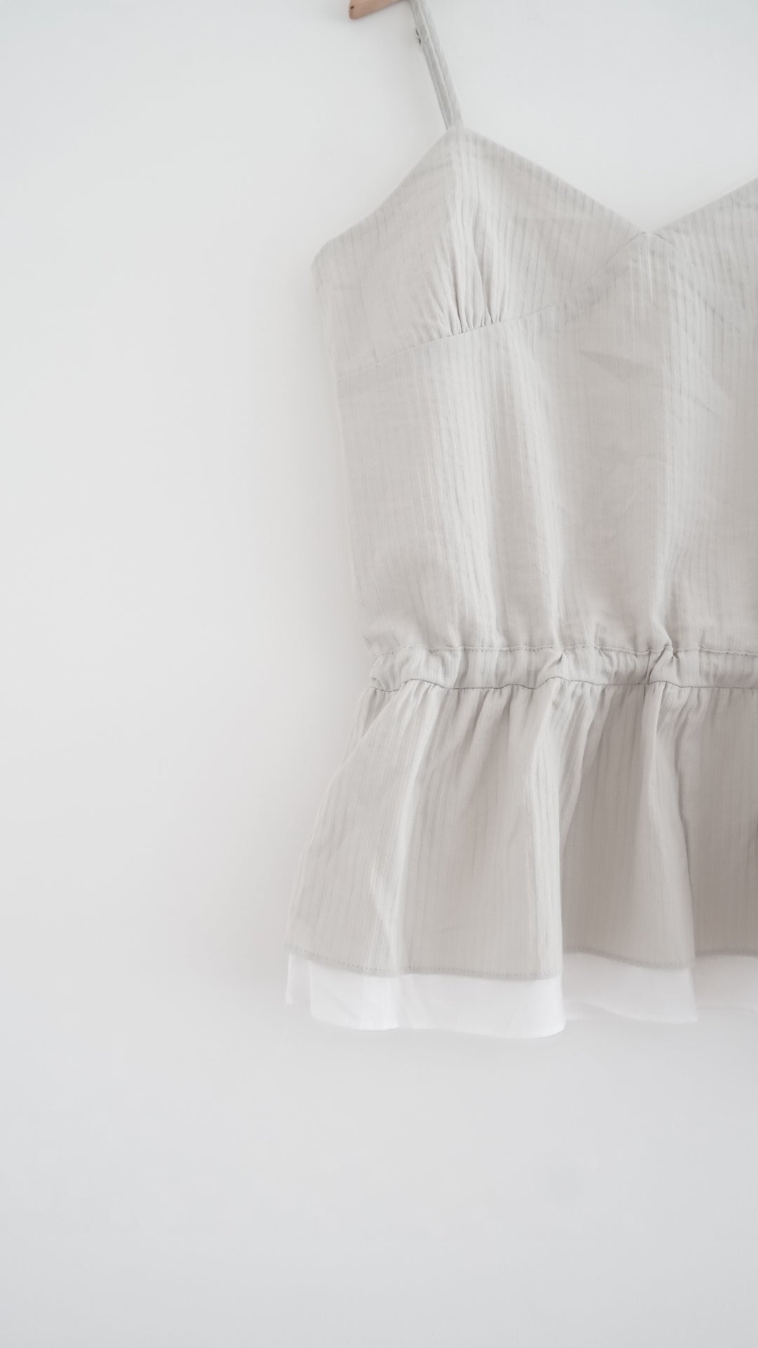 drawstring peplum camisole in light grey (pre-order)