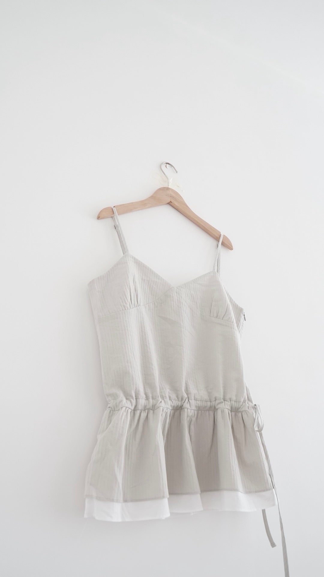 drawstring peplum camisole in light grey (pre-order)
