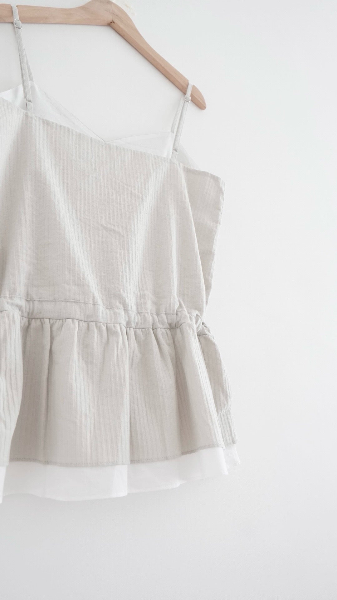 drawstring peplum camisole in light grey (pre-order)