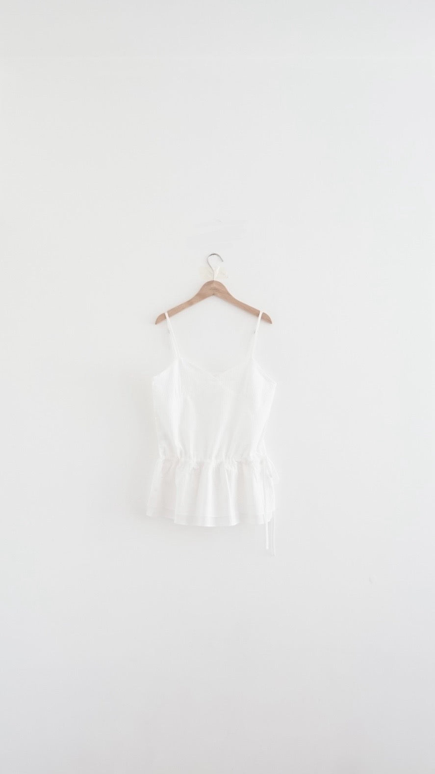 drawstring peplum camisole in white (pre-order)