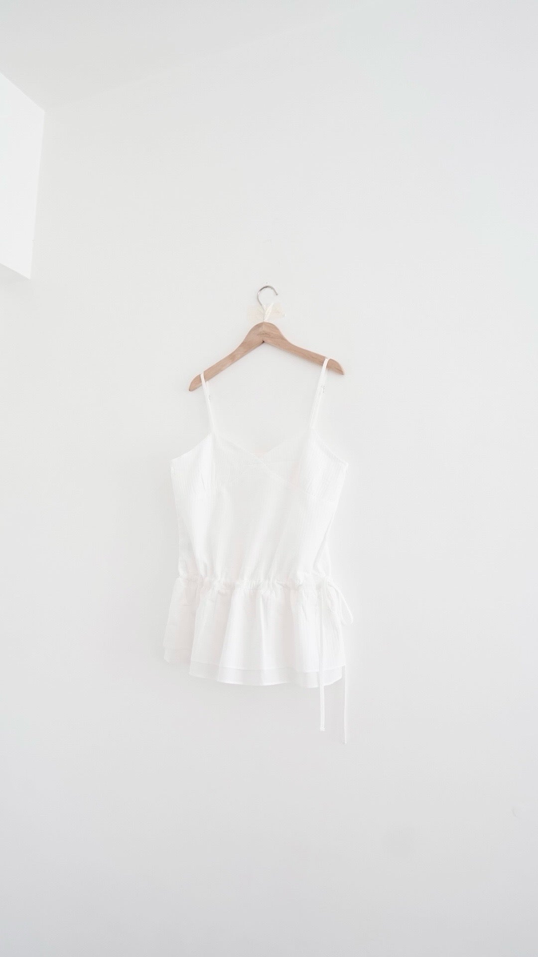 drawstring peplum camisole in white (pre-order)