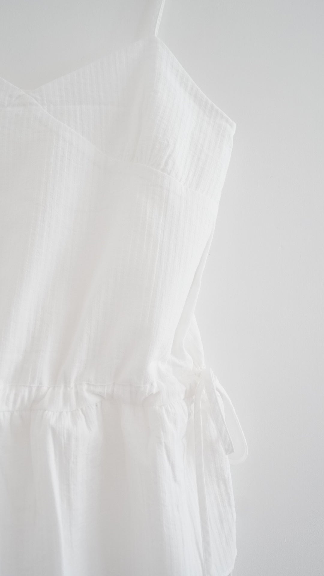 drawstring peplum camisole in white (pre-order)