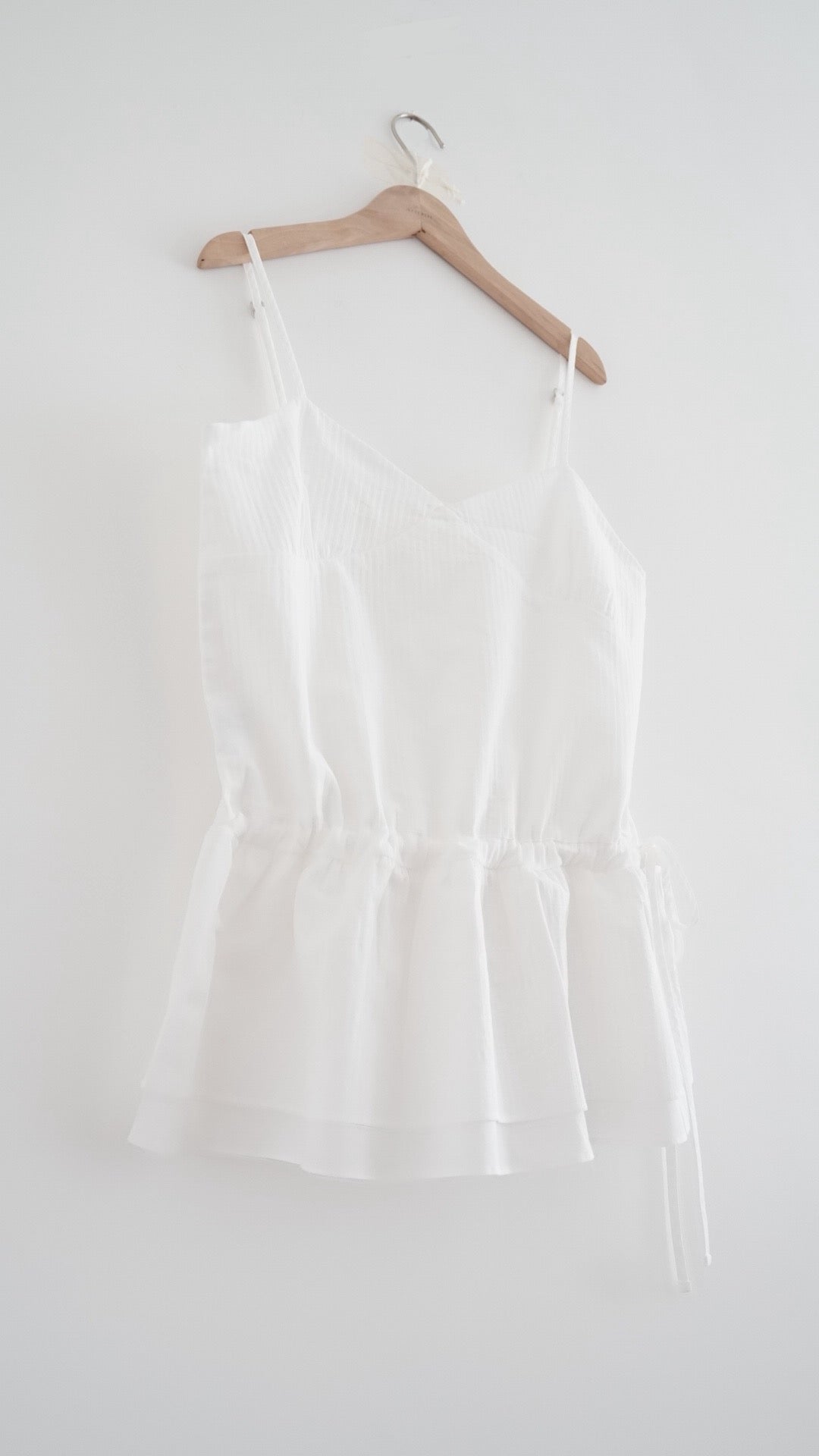 drawstring peplum camisole in white (pre-order)