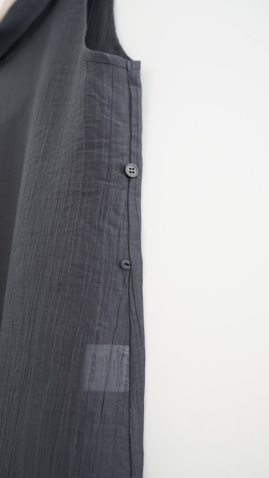 faro sheer draped neck sleeveless top in charcoal (pre-order)