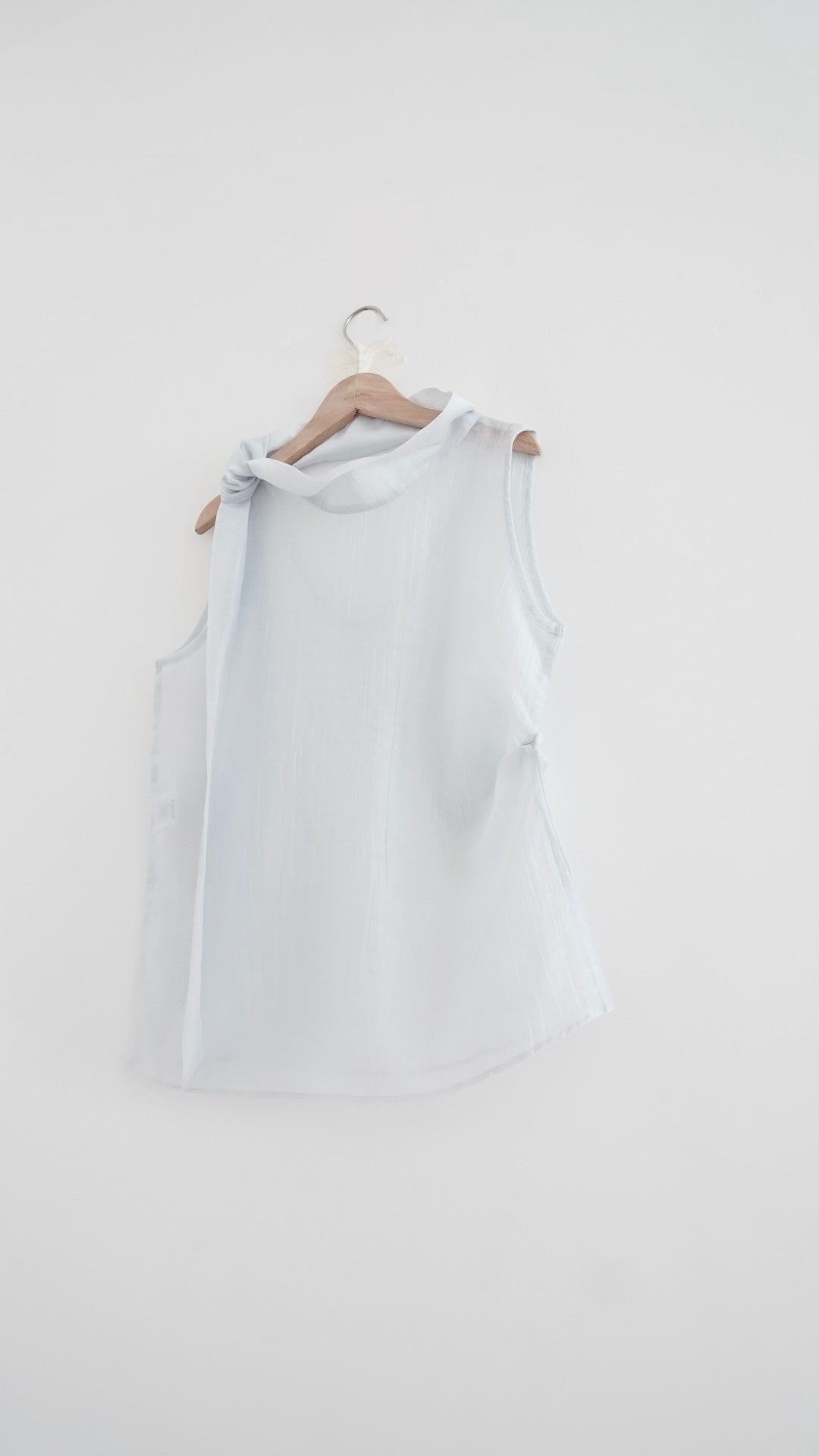faro sheer draped neck sleeveless top in sora (pre-order)