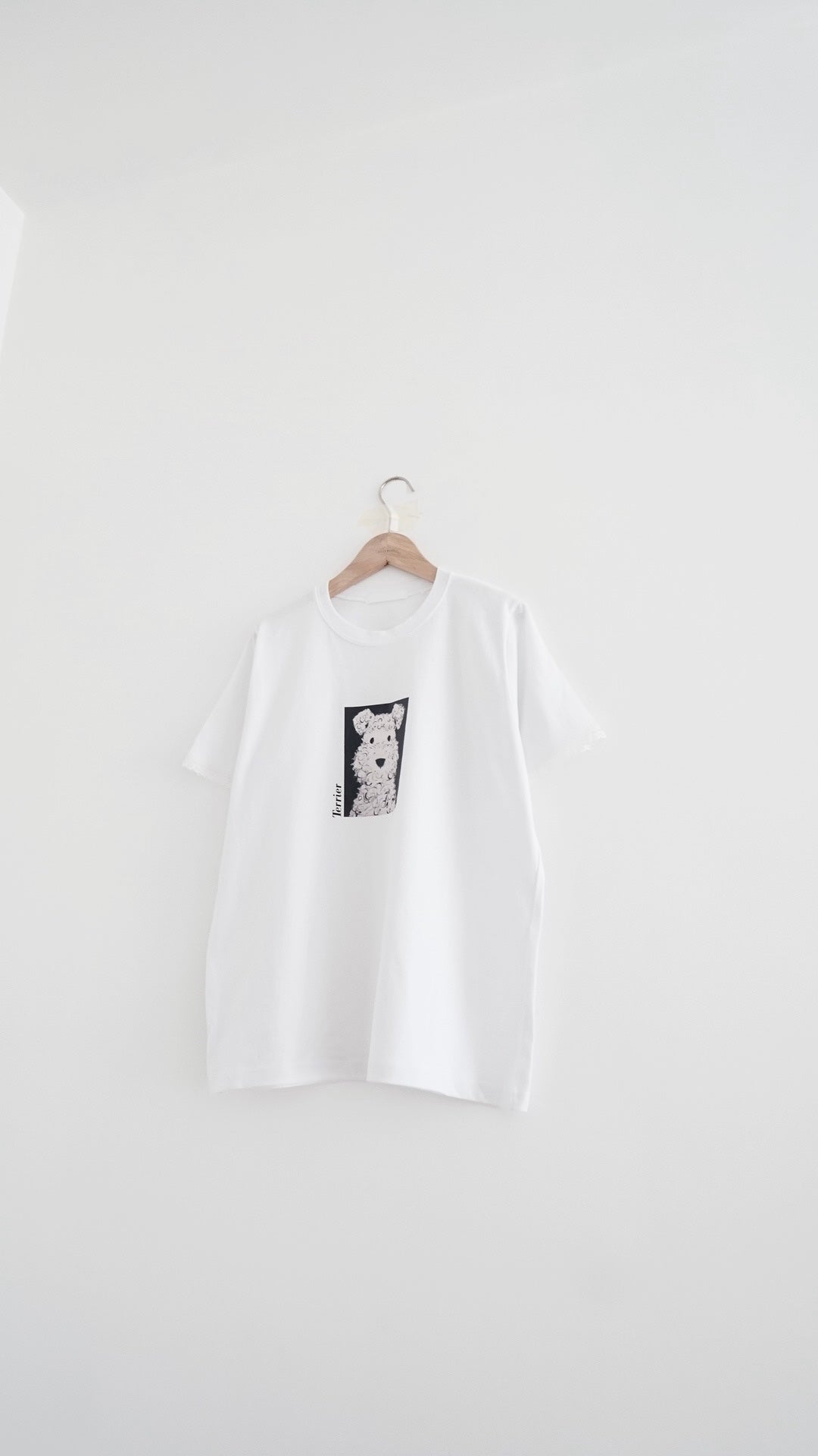 muib puppy print lace trim tee in white (pre-order)