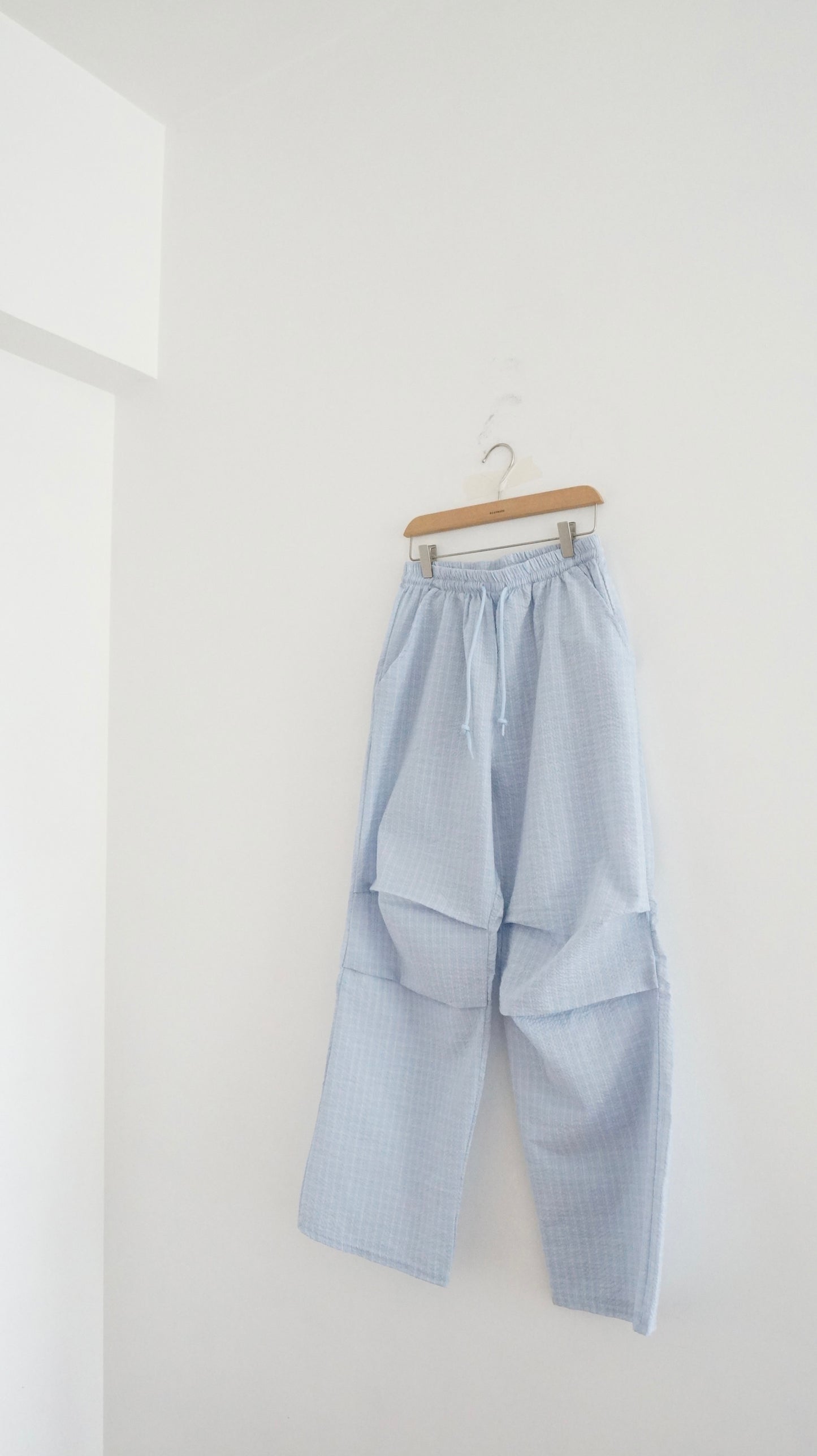 toi checked pants in baby blue (flawed)