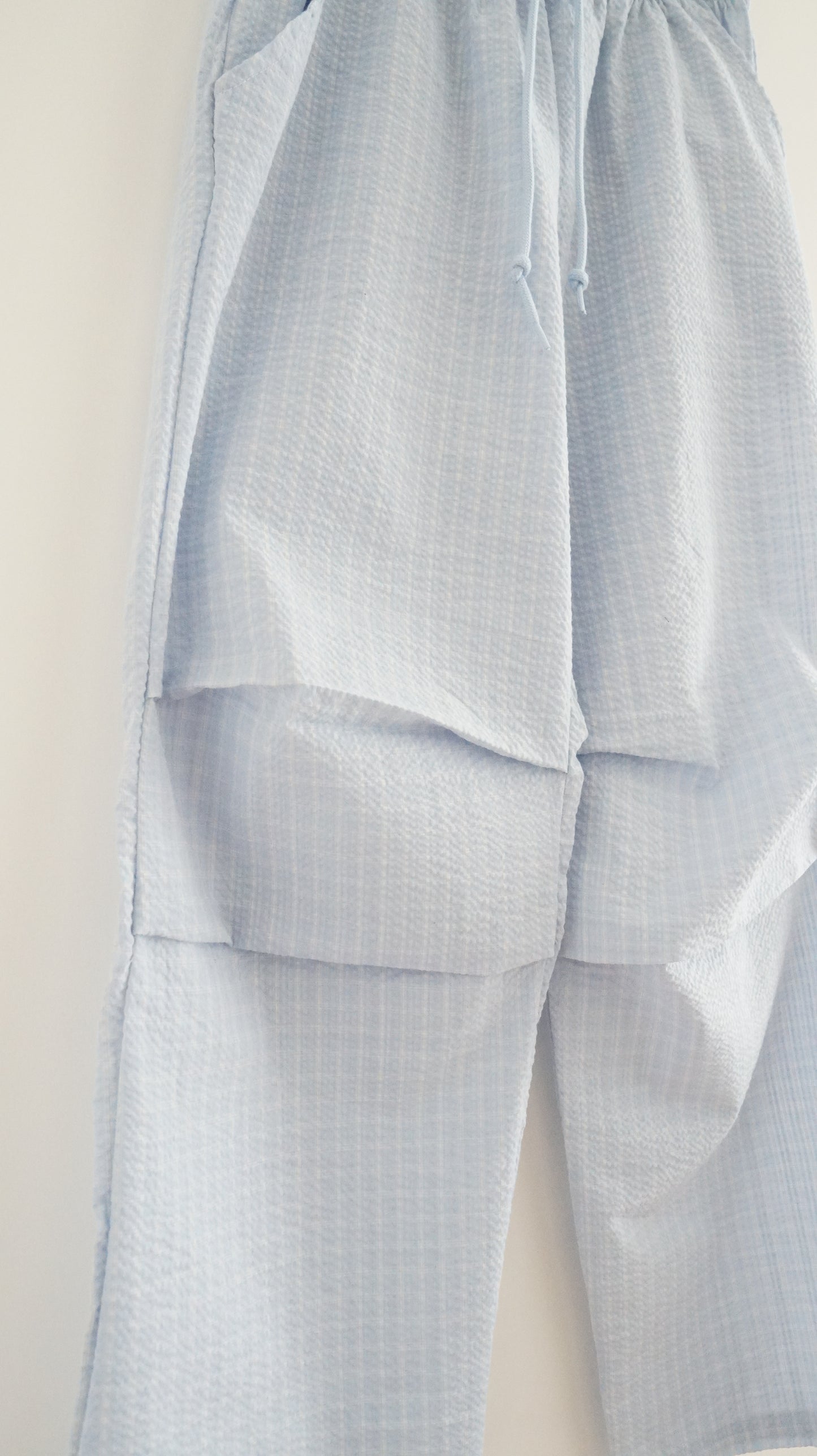 toi checked pants in baby blue (flawed)