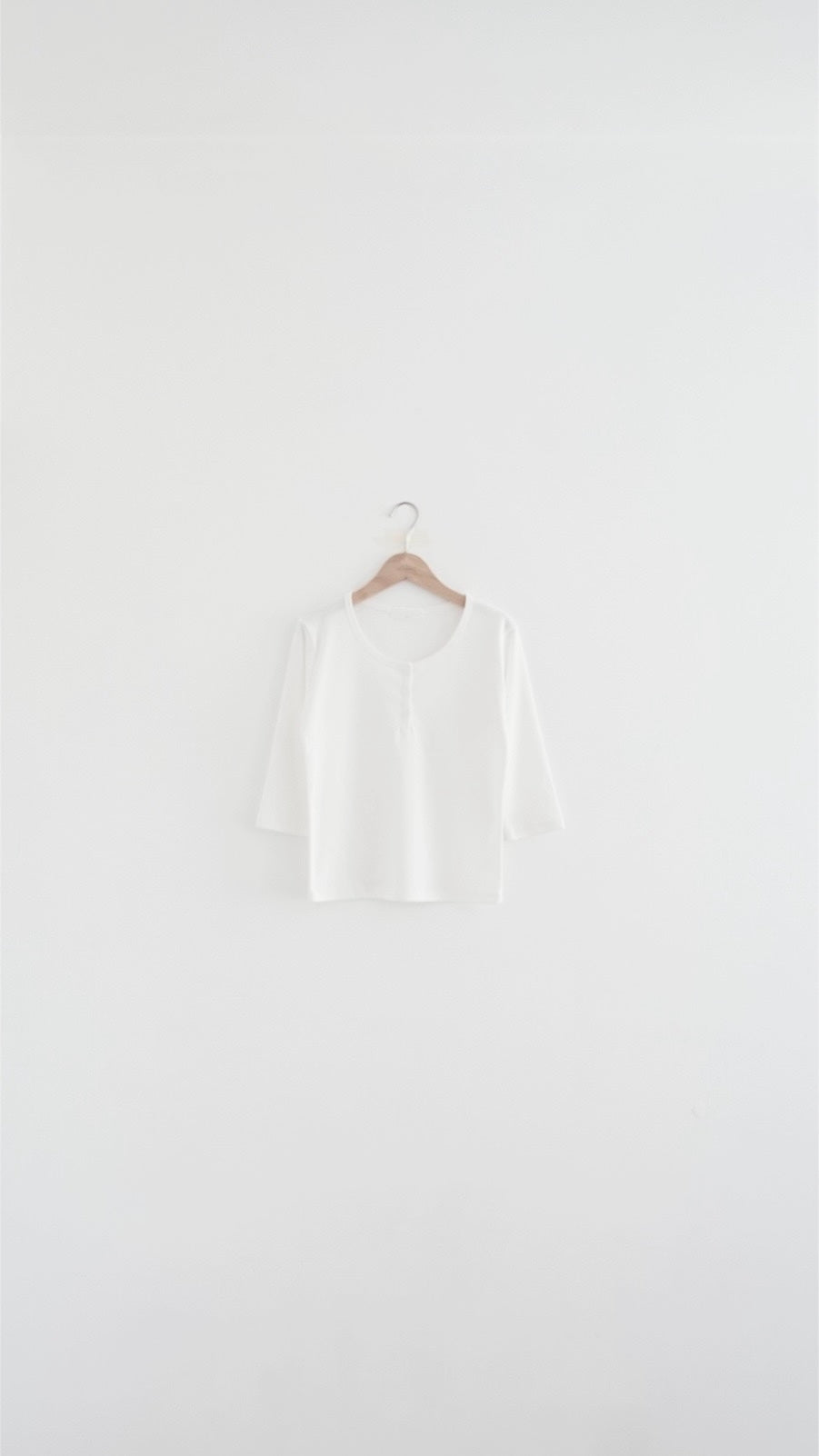 ann cotton henley half-sleeve tee in white (pre-order)