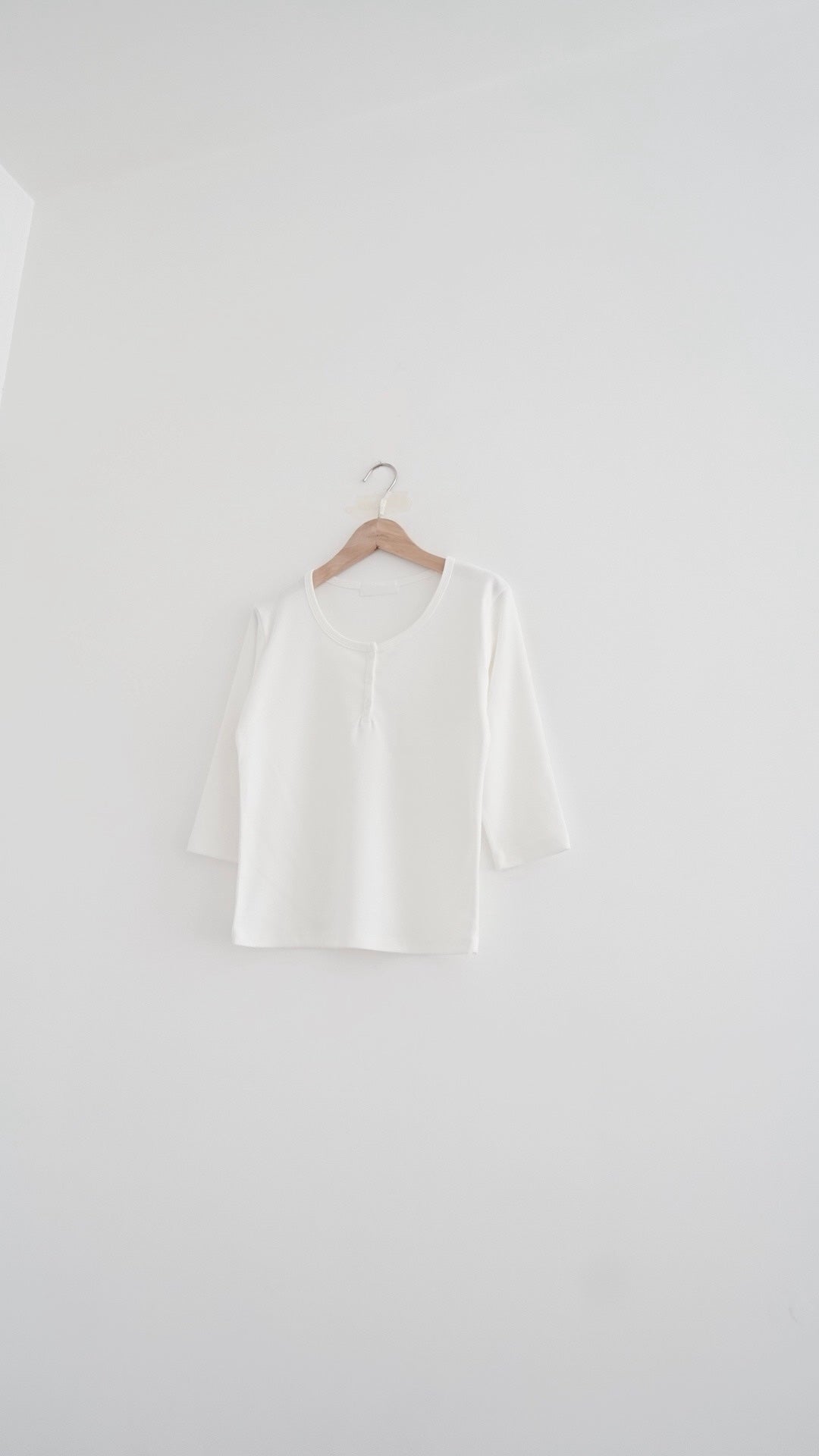ann cotton henley half-sleeve tee in white (pre-order)