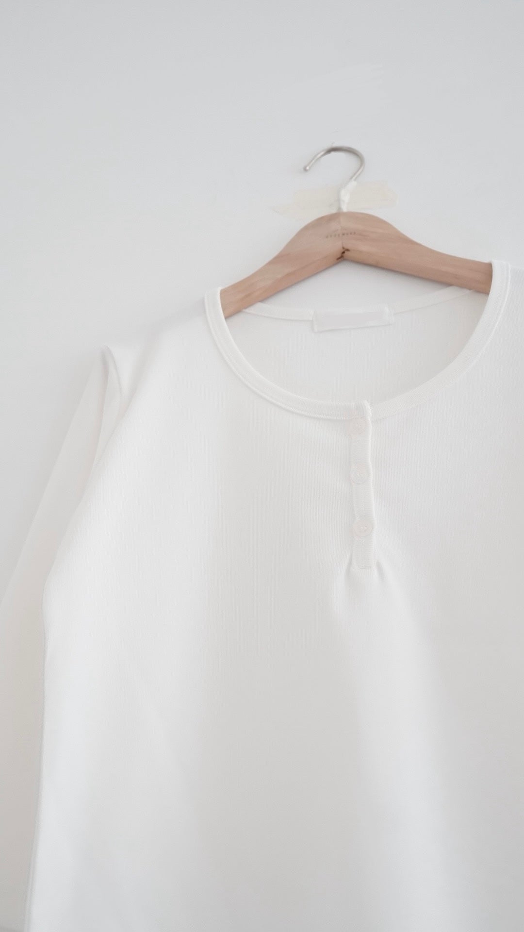ann cotton henley half-sleeve tee in white (pre-order)