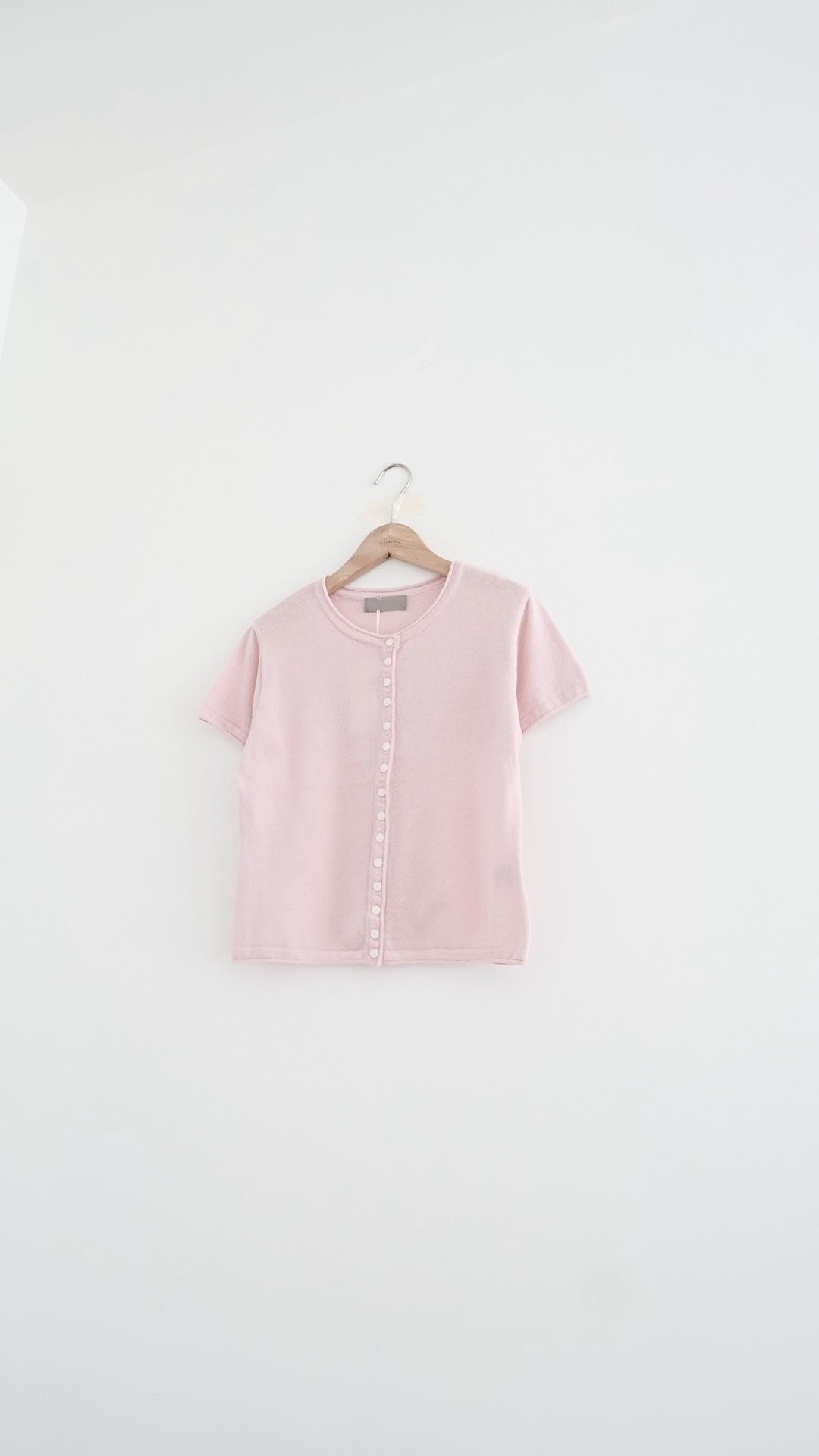 alice short sleeve button knit cardigan in pink (pre-order)