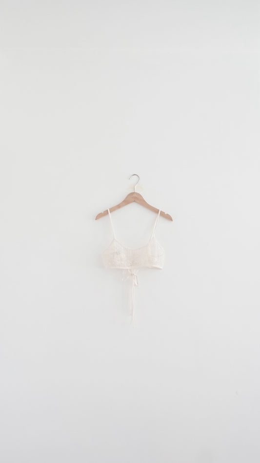 ariel floral lace-up cropped camisole in ivory (pre-order)
