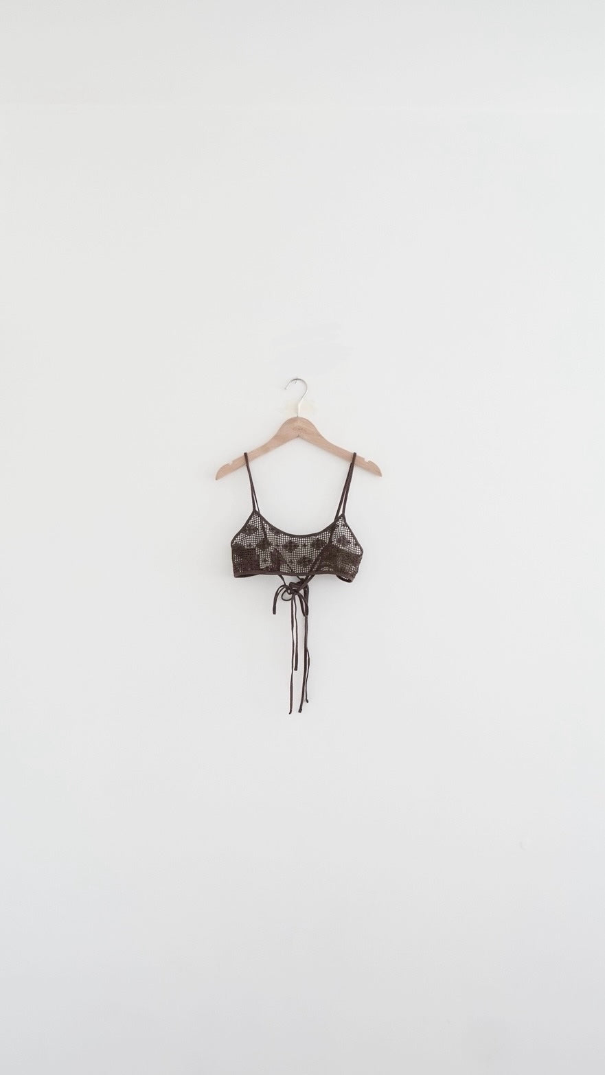ariel floral lace-up cropped camisole in brown (pre-order)