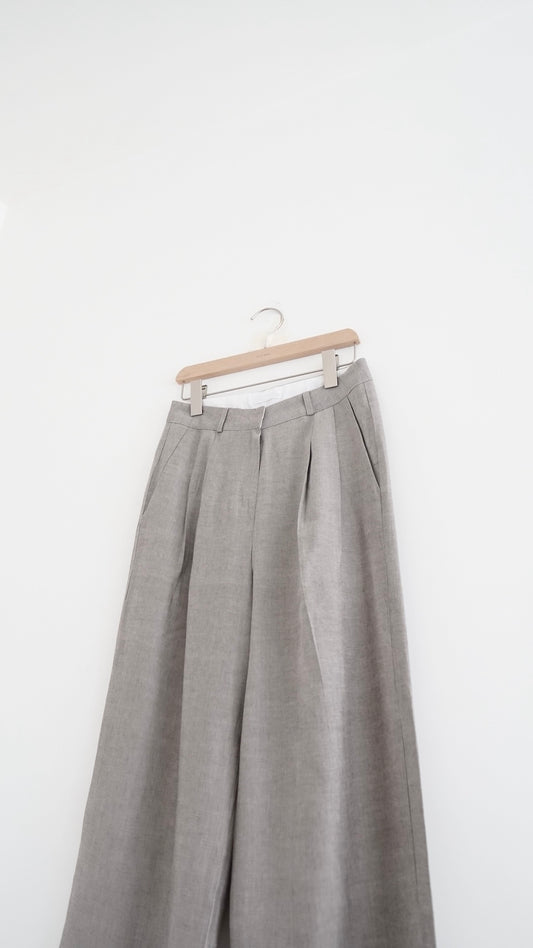 acre double pleat tailored wide-leg trousers in dark beige (pre-order)