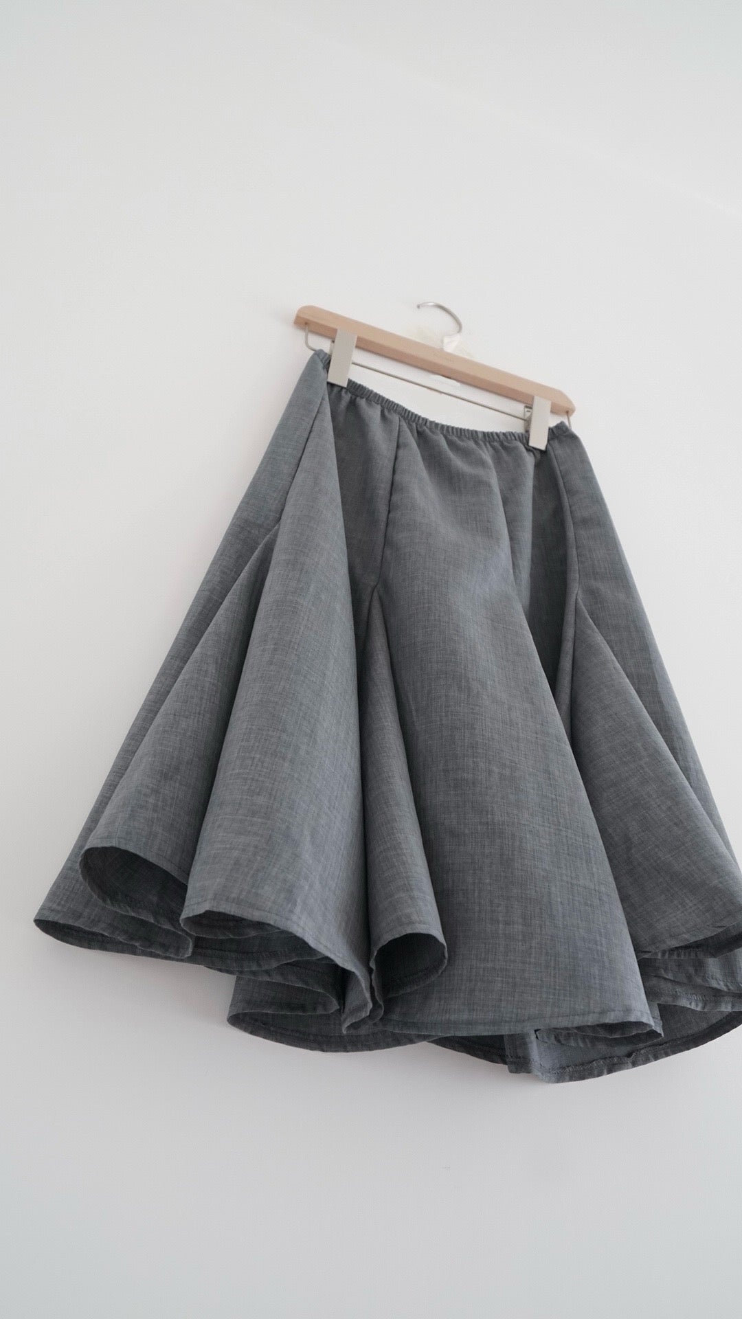 belle panelled flare midi skirt in grey (pre-order)
