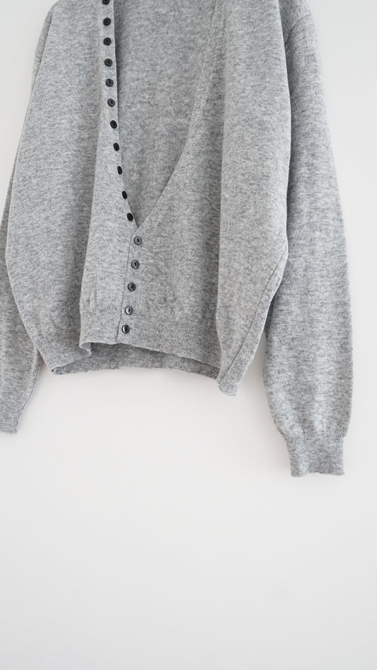 norr soft v-neck knit sweater in grey (pre-order)