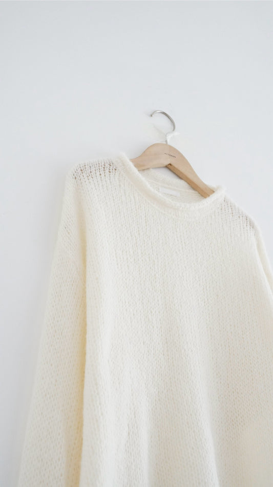 sheer edge knitwear in cream (pre-order)