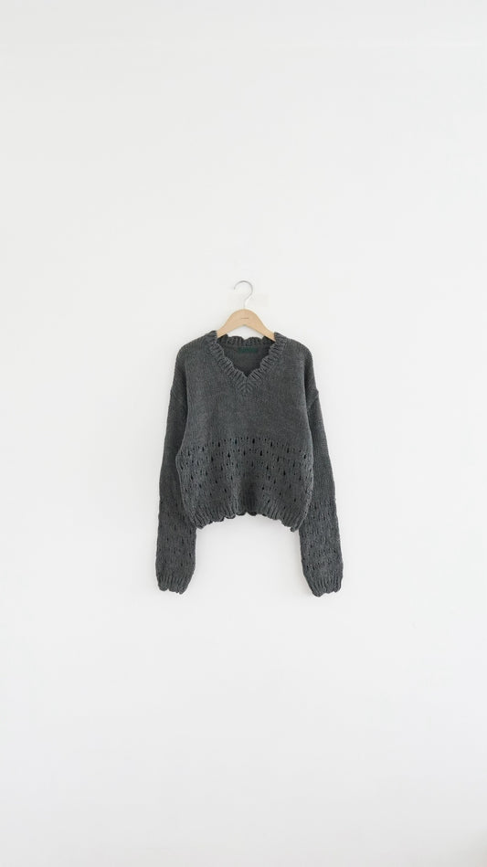 retro floral lace knit in charcoal (pre-order)