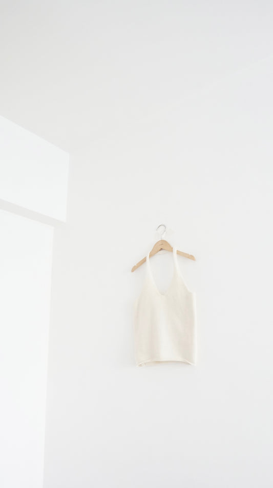 textured wool halter in ivory