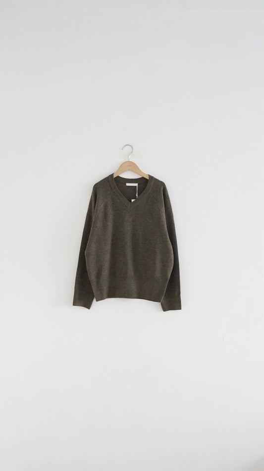 classic v-neck knit in brown (pre-order)