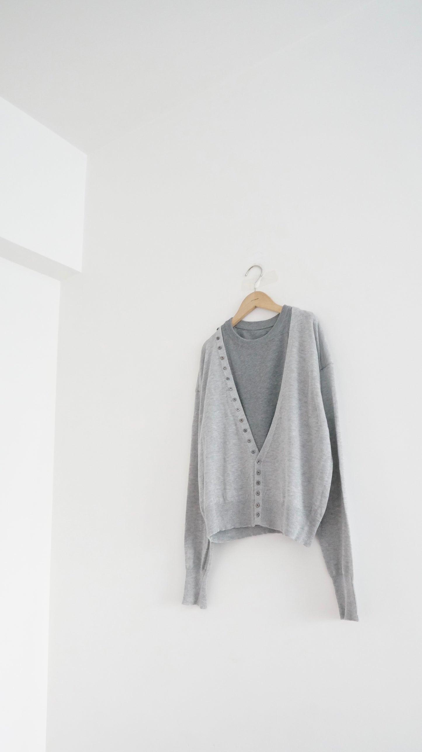 detail button cardigan in grey (pre-order)